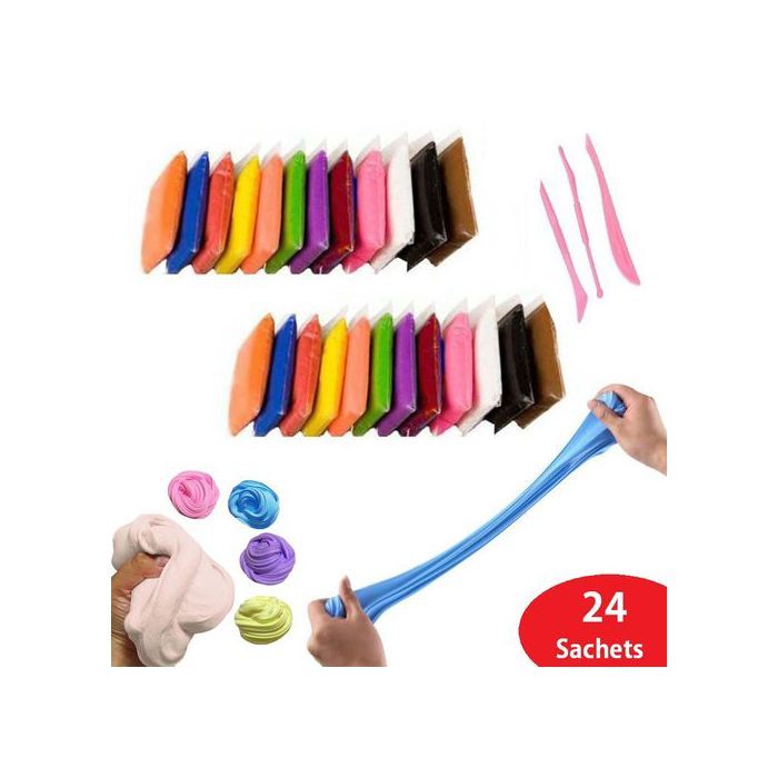 Slim & pâte à modeler légère antistress sèche à l'air 24 sachets