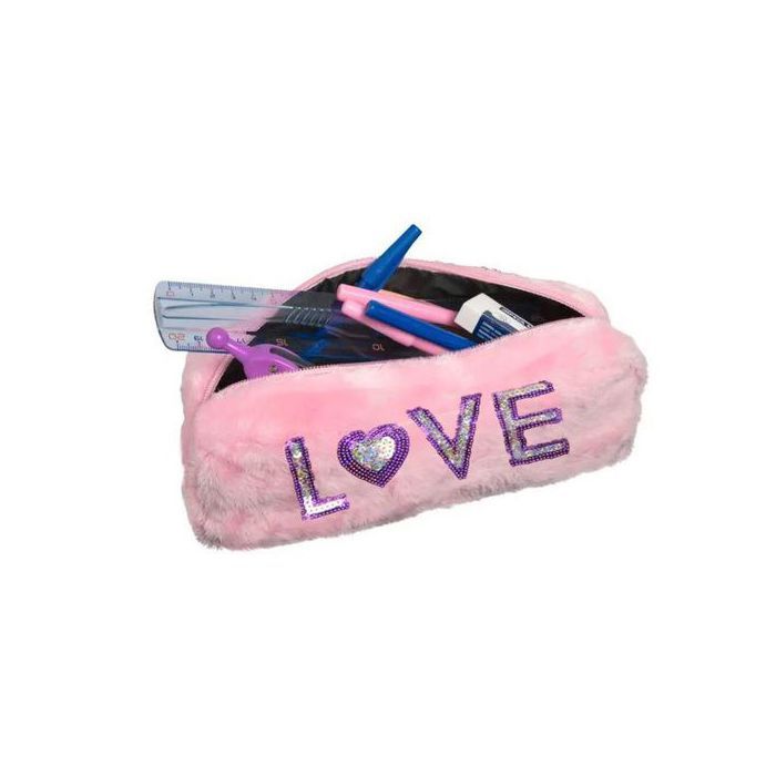 Trousse rectangulaire avec Fourrure - 1 compartiment, étui à crayon,  trousse cosmétique