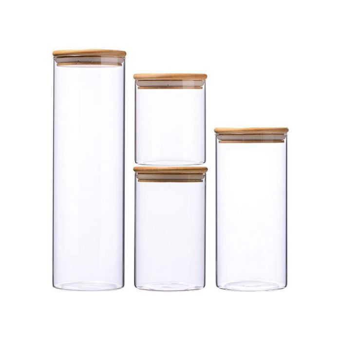 Bouteilles hermétiques en verre pour Thé Café Grains/ Bocaux alimentaires 4PCS