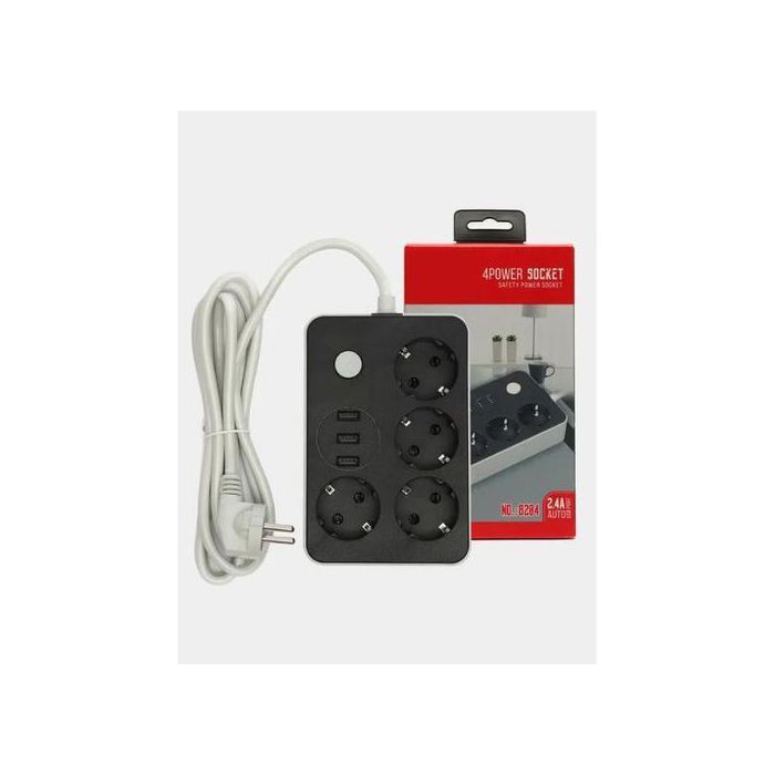 Rallonge avec 3 ports USB et 4 Prise de courant, Haute Sécurité