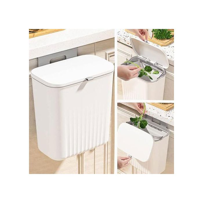 Poubelle murale pour salle de bain et cuisine avec couvercle