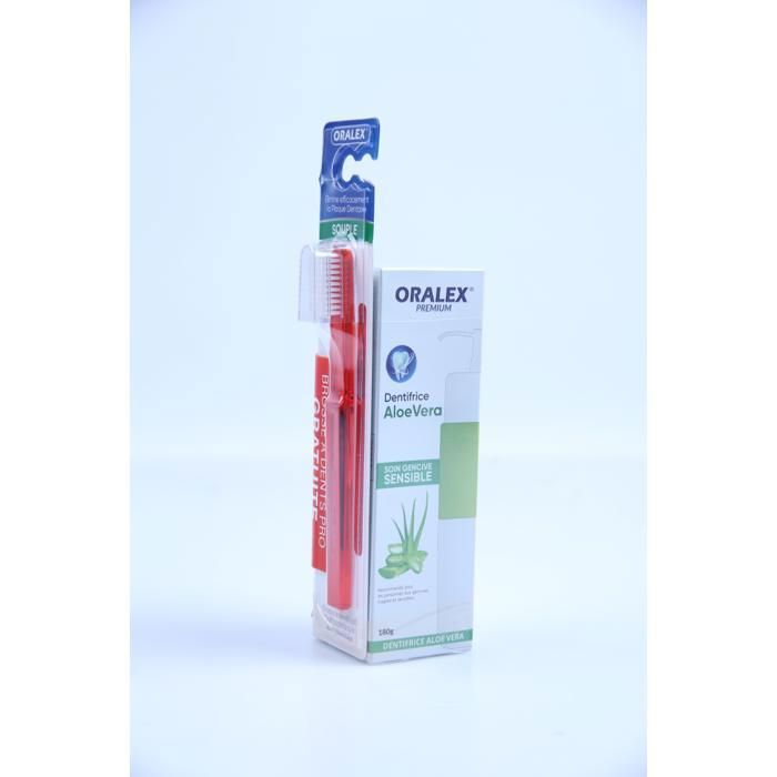 Dentifrice - ORALEX - Premium Aloe Vera - 180 g - Soin complet - Brosse incluse