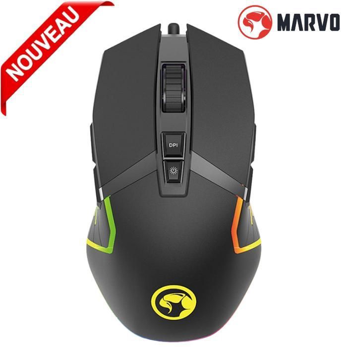 Souris de jeu Marvo G941 avec boutons programmables, 12 000 DPI, noire