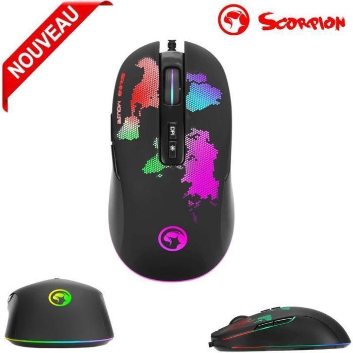 Souris Gaming RGB Scorpion M422 Capteur Optique 4 800 DPI 7 Boutons Programmables
