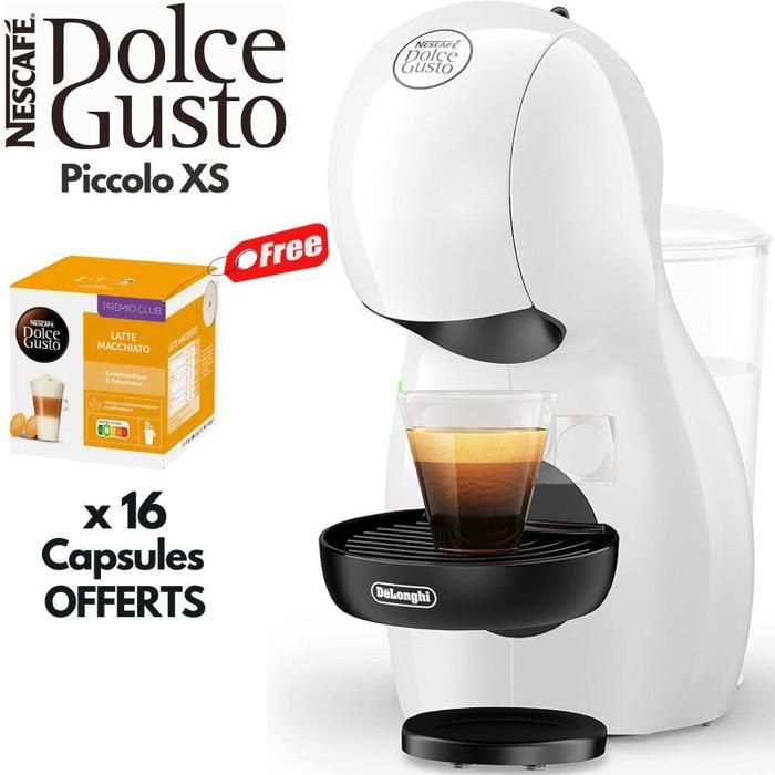 Cafetière à Capsules - NESCAFE DOLCE GUSTO - Piccolo XS - 15 Bars - Pack 16 Capsules Offertes - Blanc