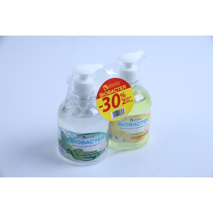 Savon liquide - BIOBACTER - Lot de 2 - Citron et menthe - 500 ml - Sans parabène
