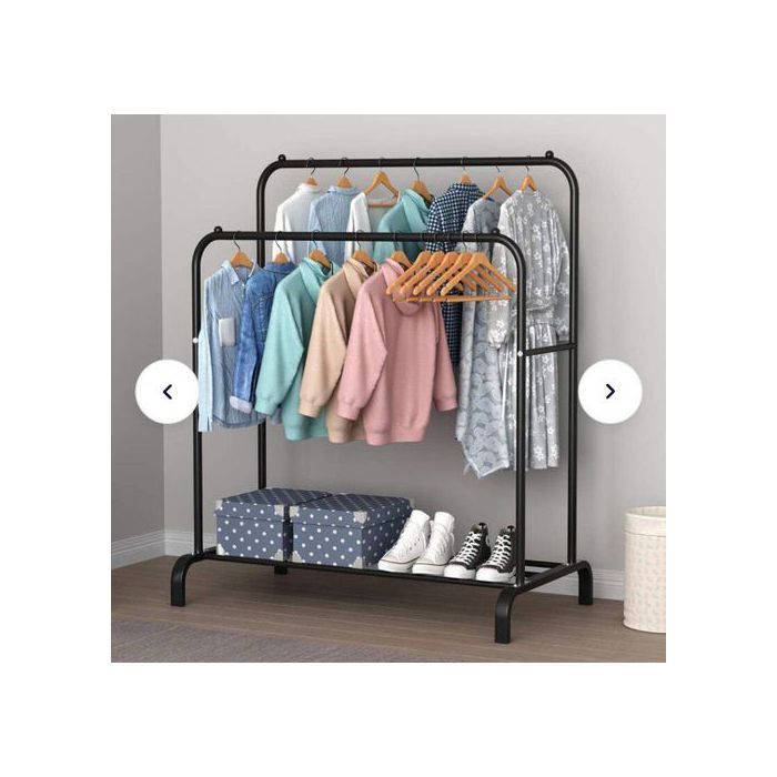 Porte-vêtements - Inox - Mobile - Double tige - Rangement efficace - Design moderne