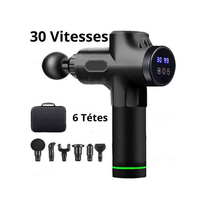 Pistolet de Massage - Fascia - Impact - 30 Niveaux - Noir - Relaxation Musculaire Profonde