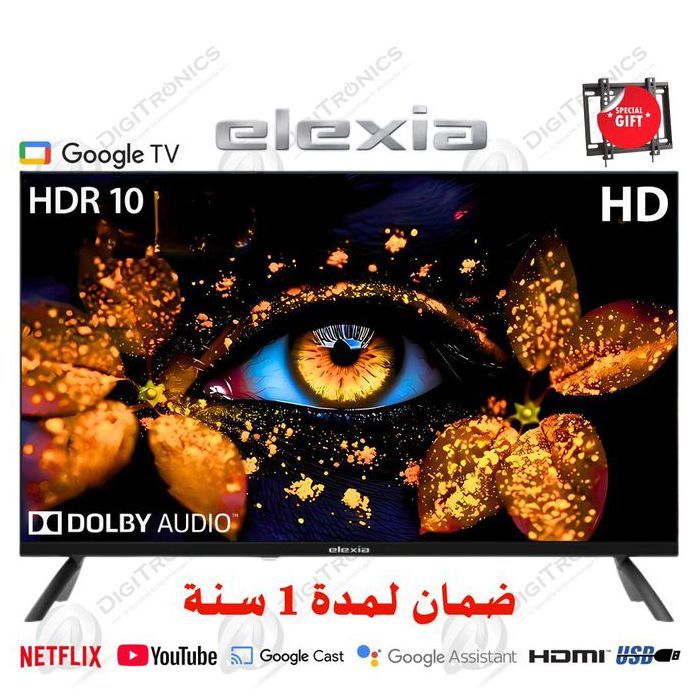 ELEXIA - Smart TV 32" HDTV DLED Smart Google TV, Dolby Audio & HDMI/USB + Support gratuit