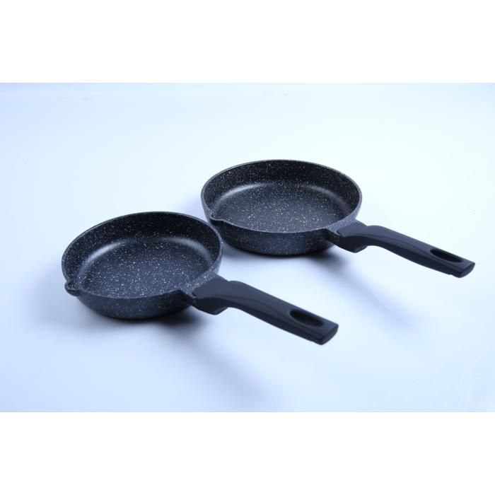 Poêles à frire - GENERIC - Set 2 Poêles Aluminium 20/24Cm - Antiadhésif - Tous feux - Noir