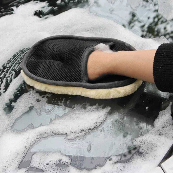 Gants en laine d'imitation pour lavage de voiture, en peluche épaisse, pour essuyage de voiture, cire, polissage