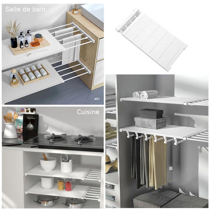 Étagère de Rangement Réglable - Organisateur d'Armoire