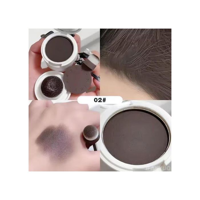 Poudre Correctrice de Ligne de Cheveux Châtain Foncé– Double Tête Éponge, Waterproof, Maquillage Capillaire 4g