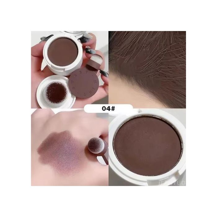 Poudre Correctrice de Ligne de Cheveux Châtain Chaud – Double Tête Éponge, Waterproof, Maquillage Capillaire 4g