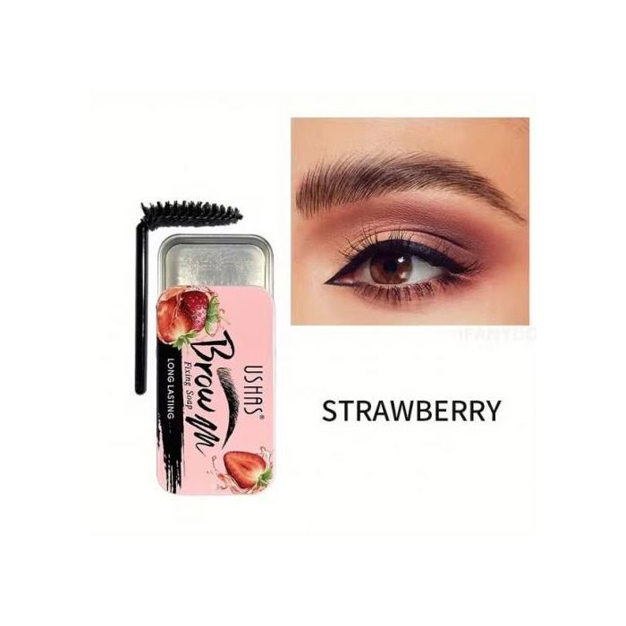 Ushas Gel pour Sourcil Naturel 10g ,Savon a Sourcils Imperméable 3D avec Brosse Fraise