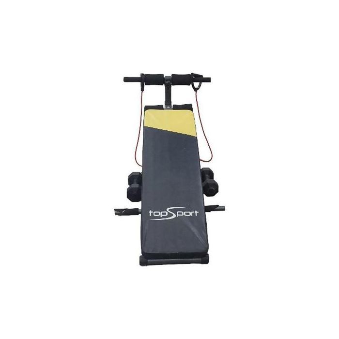 Banc de Musculation Multifonctionnel avec Cordes et Poids 135×45×45cm pour Entraînement Complet