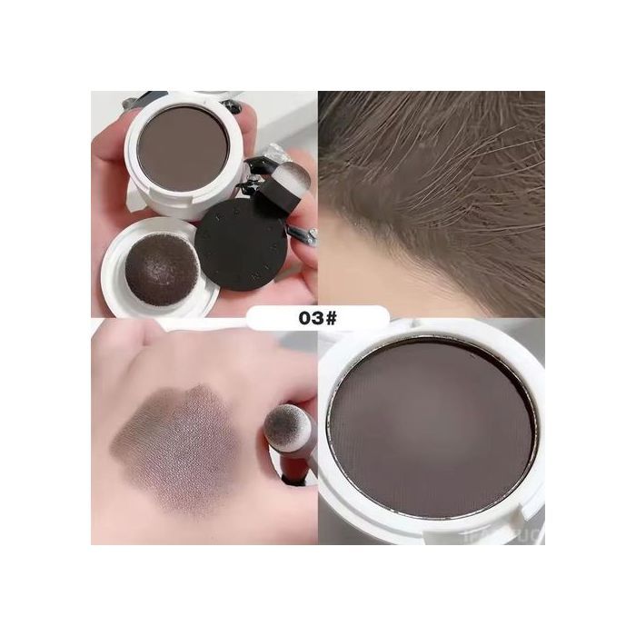 Poudre Correctrice de Ligne de Cheveux Châtain Clair– Double Tête Éponge, Waterproof, Maquillage Capillaire 4g