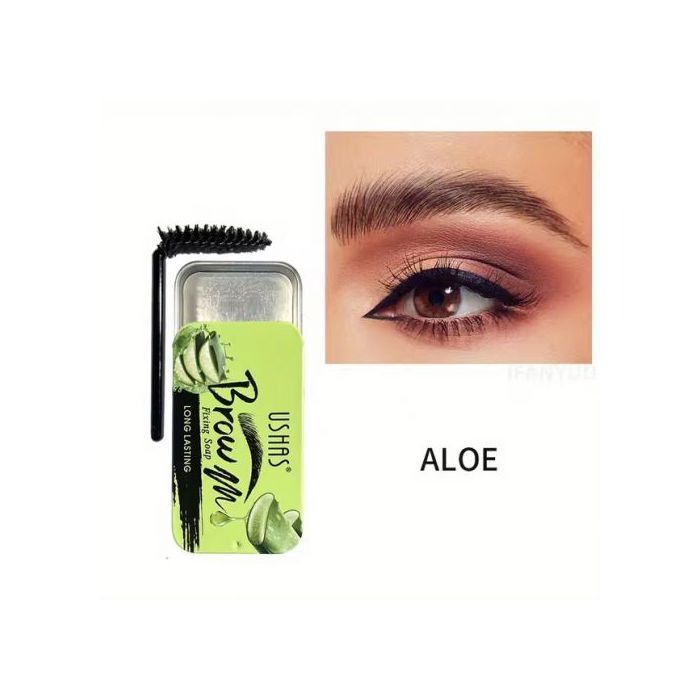 Ushas Gel pour Sourcil Naturel 10g ,Savon a Sourcils Imperméable 3D avec Brosse Aloe-Vera