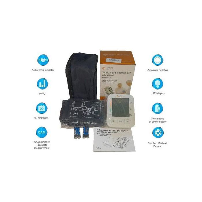 SELFCARE MEDICAL Tensiomètre électronique automatique avec brassard model PG-800B18 + 4 piles + alimentation possible type C