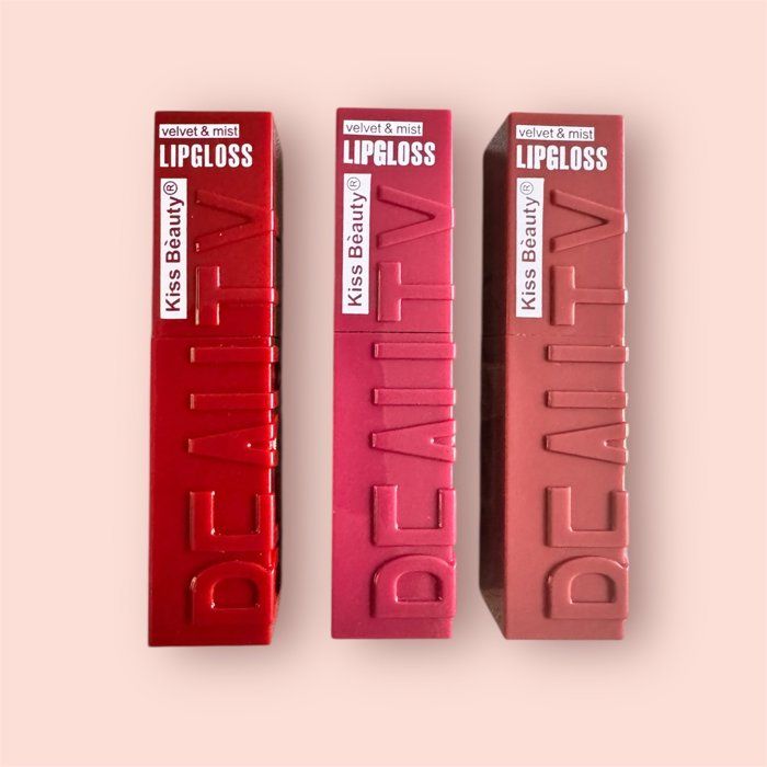 Gloss à Lèvres matte 3 pièces – Rouge à lèvres - N°07-06-12 - Fini mat Intense  - Couleur Élégante