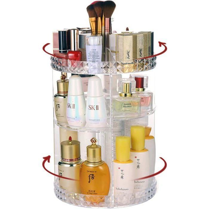 Organisateur de maquillage rotatif à 360° Transparent