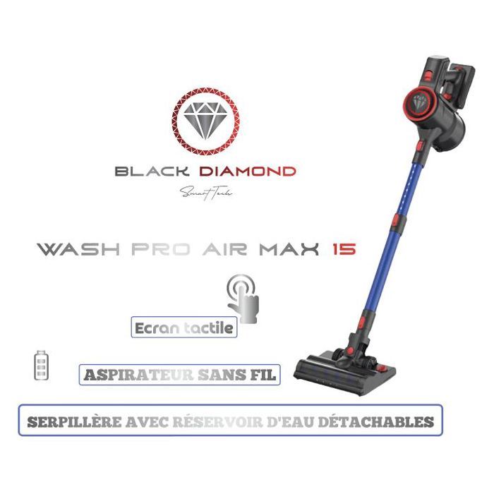 Black Diamond Wash Pro Air Max 15 : Aspirateur sans fil Brosse motorisée + serpillère d'eau