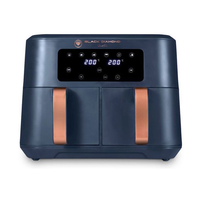 Friteuse sans huile Airfryer Midnight Blue & Rose Gold 8.5L - BLACK DIAMOND - Double Basket Air fryer - 5 en 1  Sync Finish