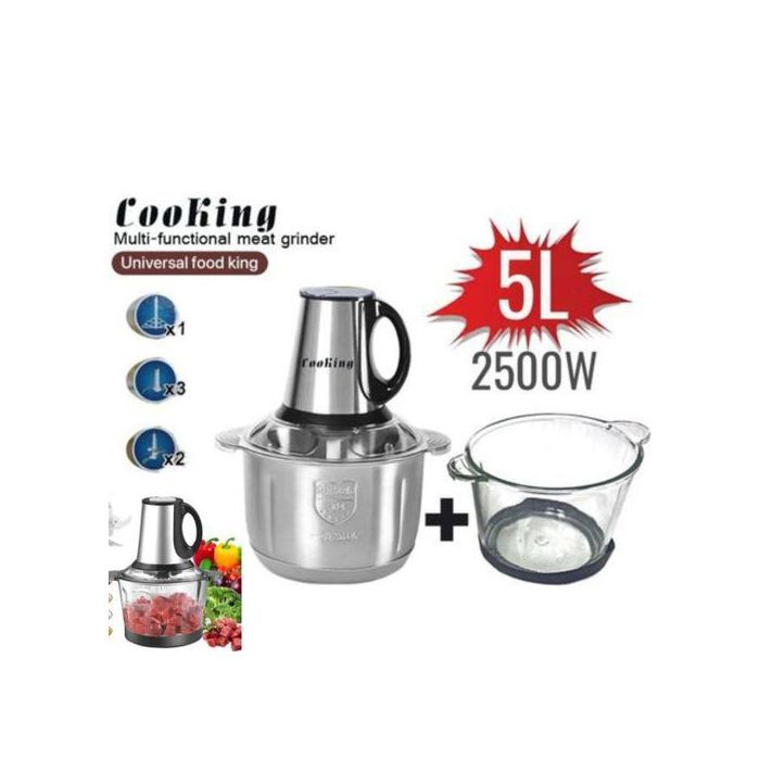 Cooking Hachoir Electrique en acier Inoxydable C8883 avec 2 Bols 5L/2500W Mixeur blinder broyeur