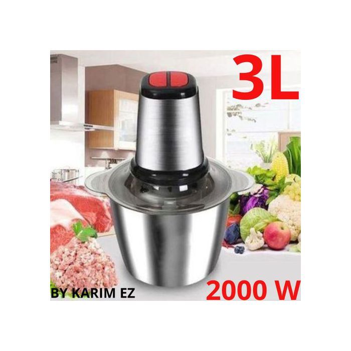 Cooking Hachoir à viande électrique de 3 L est 2 bols Inox et Verre+ 5 Lames et batteur