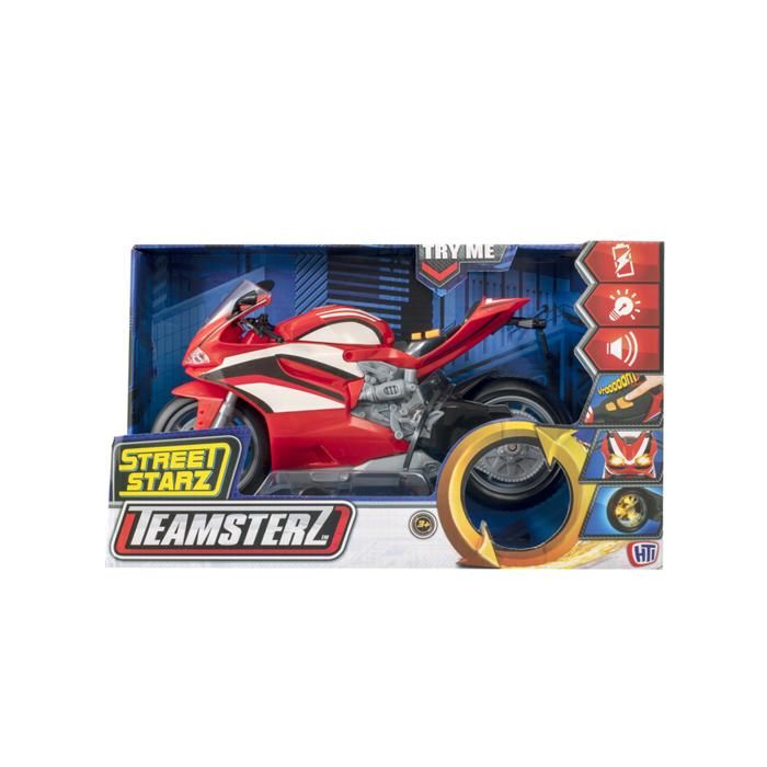 Jouet - Teamsterz - Moto Wheelie - Démarrage par bouton - Phares lumineux - Utilisation extérieure