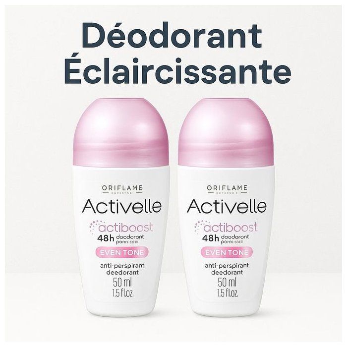 Pack de 2 Déodorants Activelle Eclaircissante – Anti-Transpirant 48h tout en unifiant le teint