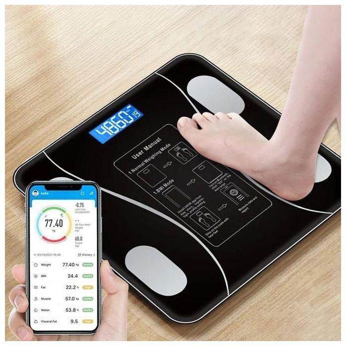 Balance Numérique Intelligente de Graisse Corporelle, Analyseur de corps complet, LED, Bluetooth