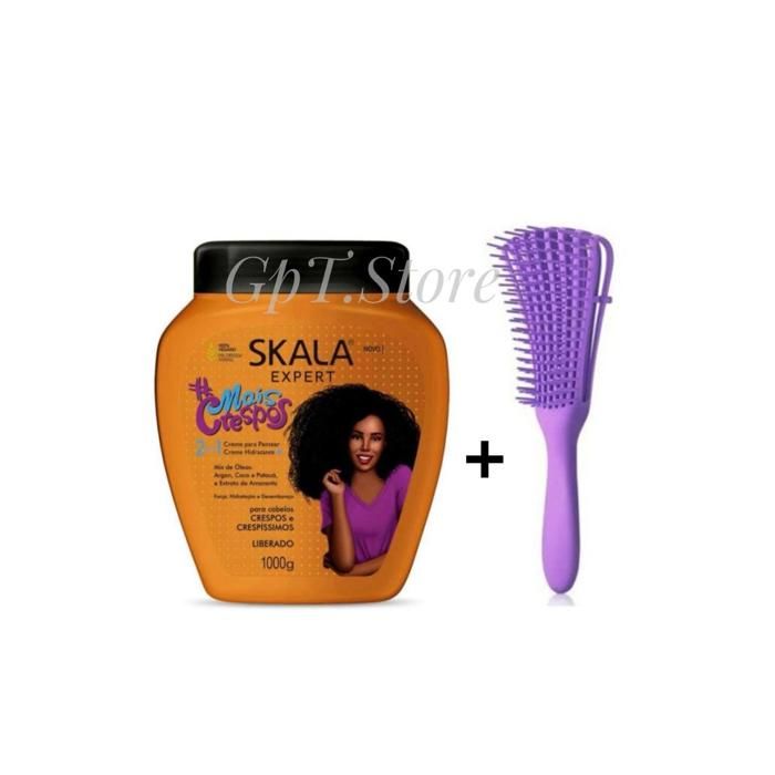 Crème coiffante - Skala - 2en1 - Hydratation - Volume - Brosse Octopus Mauve