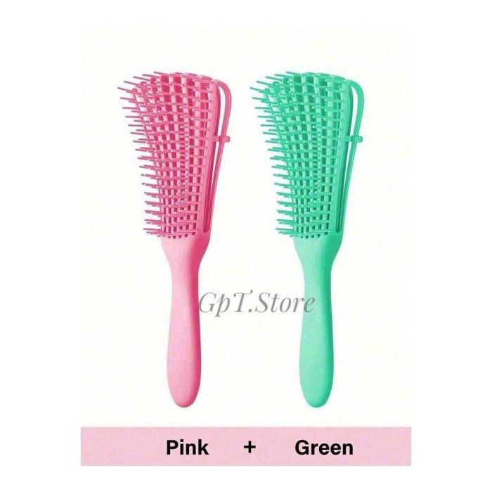2 Octopus Brush/Brosse boucles Rose et Vert