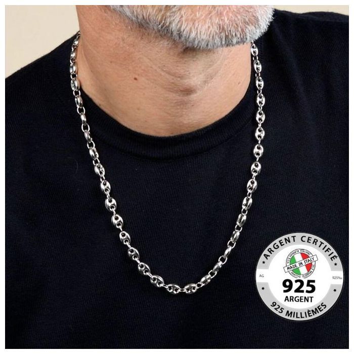 Collier en Argent 925 - Caffè - Grain de café - Argenté - Homme - Élégance raffinée
