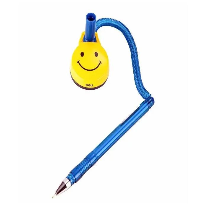 Stylo de bureau Deli avec support - Encre bleue, 0.7 mm