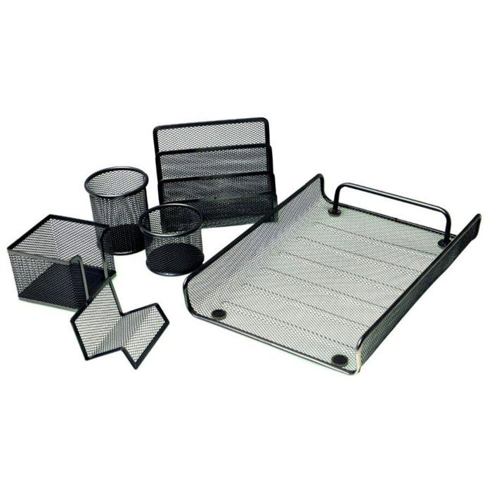 Ensemble de bureau métallique noir - 6 pièces (ENS2)