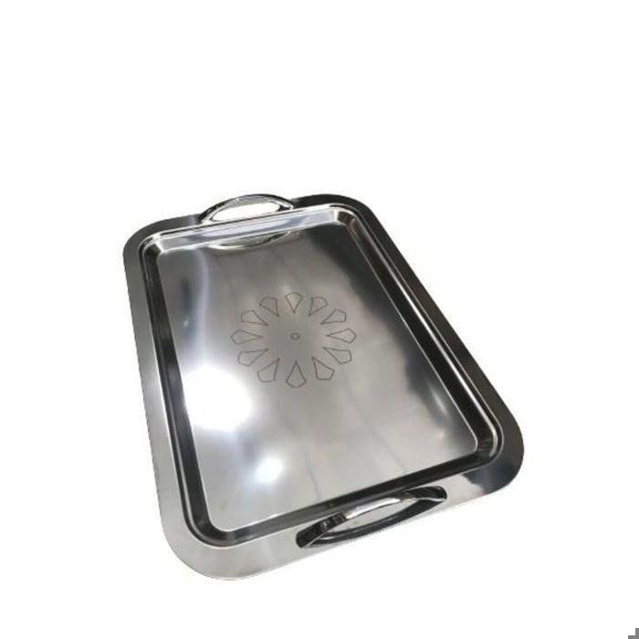 Plateau à servir - INOX - 52x37cm - Durable - Résistant à la corrosion - Design épuré