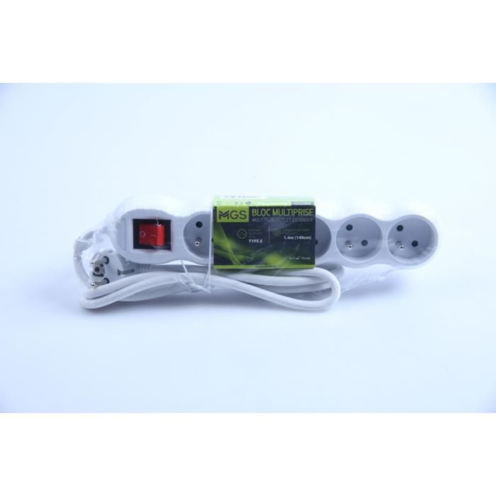 Bloc multiprise - MGS - Rond - 5 postes - Interrupteur - Intérieur