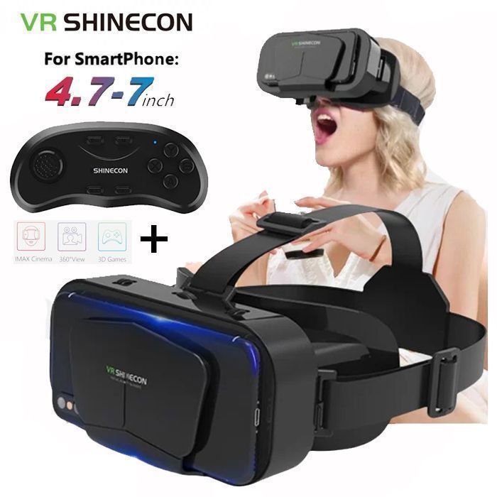 Lunettes VR - G10 - IMAX 3D - Écran géant - Compatible 4.7-7 pouces - Manette Gaming incluse