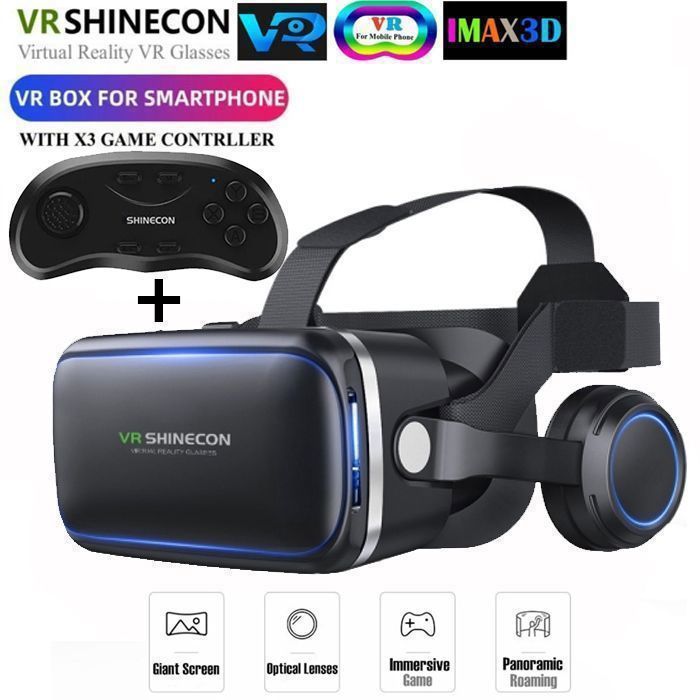 Lunettes VR - VR SHINECON - G04E - Casque 3D - Compatible iOS/Android - Manette Gaming