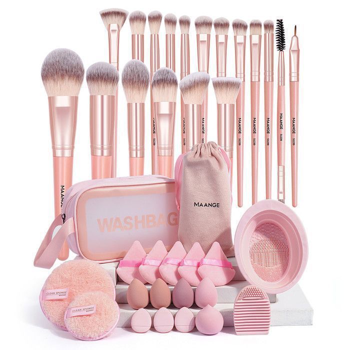 Ensemble de 18 Pinceaux de maquillage - Rose