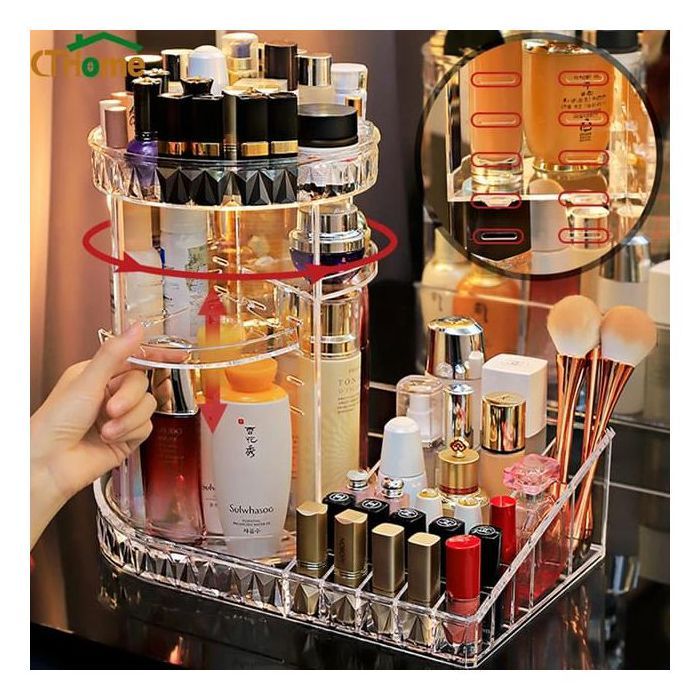 Organisateur de maquillage Porte-cosmétique transparent Rack makeup rotatif 360° GrAND Capacité