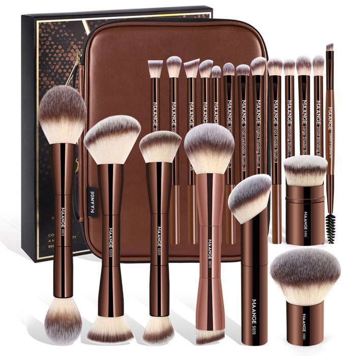 Pinceaux de maquillage - MAANGE - 20 pièces - Sac inclus - Matériau synthétique - Convient à tous types de peau