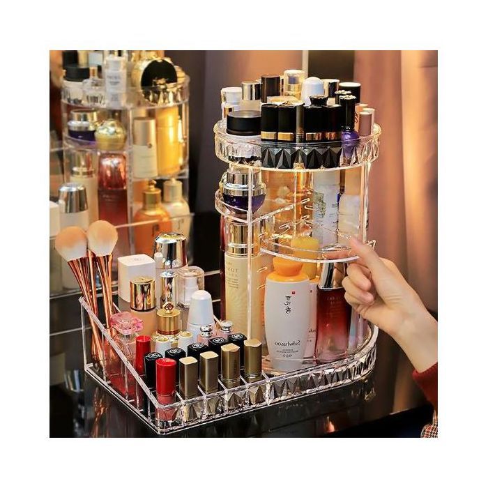 Organisateur de maquillage Porte-cosmétique transparent Rack makeup rotatif 360°