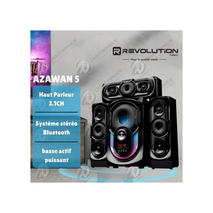 Haut-parleur 3.1CH Bluetooth avec caisson de basse, USB & FM, AZAWAN 5