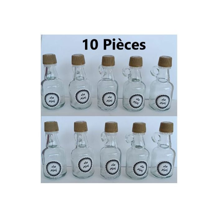 Lot de 10 Bouteilles en Verre avec couvercle en plastique et poignée en boucle