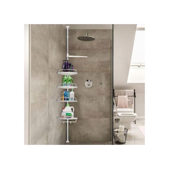 étagère De Salle De Bain Rétractable à 4 Niveaux,Support D'angle,Avec Crochet