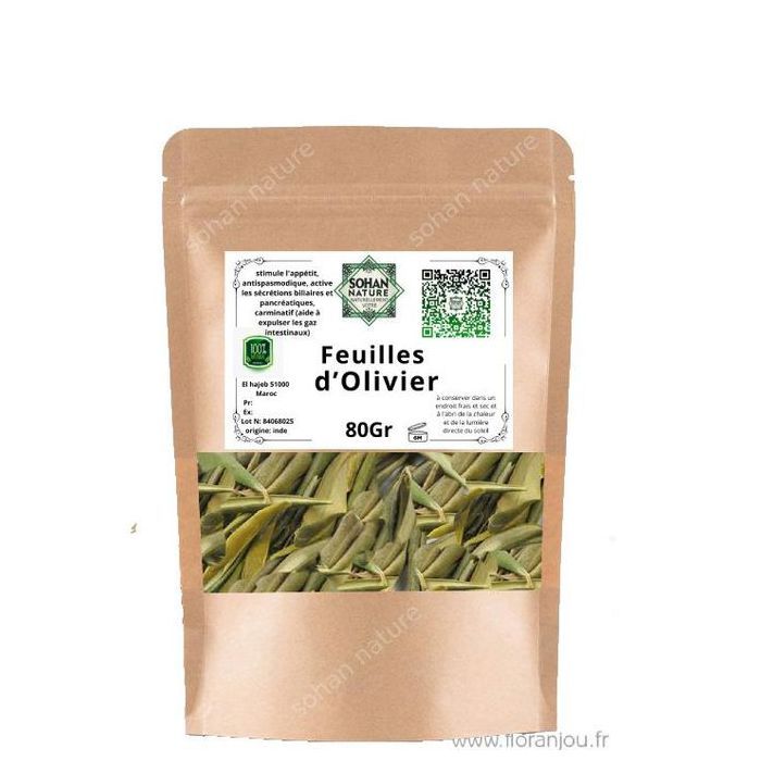 SOHAN NATURE feuilles d'Olivier récolté a la mains séché a l air libre 80 gr 100% naturel