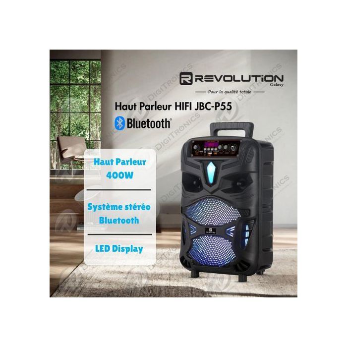 Haut-Parleur Bluetooth Hi-Fi 400W, Son Puissant, USB, FM, Carte SD, JBC-P55